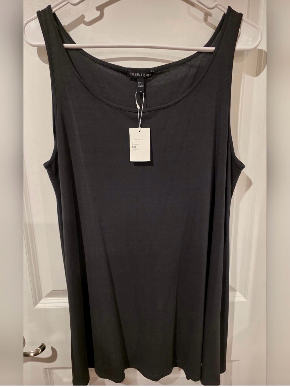 Eileen Fisher Charcoal Jersey Scoop Neck Tank